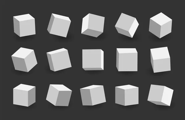 Pack Cubes Blanc Isolé Sur Fond Noir Lumière Perspective Angle — Image vectorielle