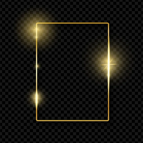 Marco Vintage Brillante Dorado Con Sombras Aisladas Sobre Fondo Transparente — Vector de stock