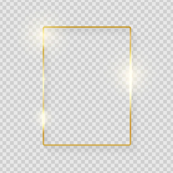 Marco Vintage Brillante Dorado Con Sombras Aisladas Sobre Fondo Transparente — Vector de stock