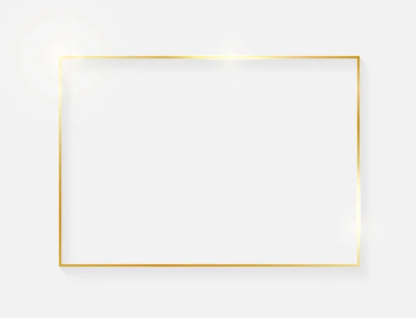 Золотая Блестящая Винтажная Рамка Тенями Выделенными Белом Фоне Золотая Граница — стоковый вектор