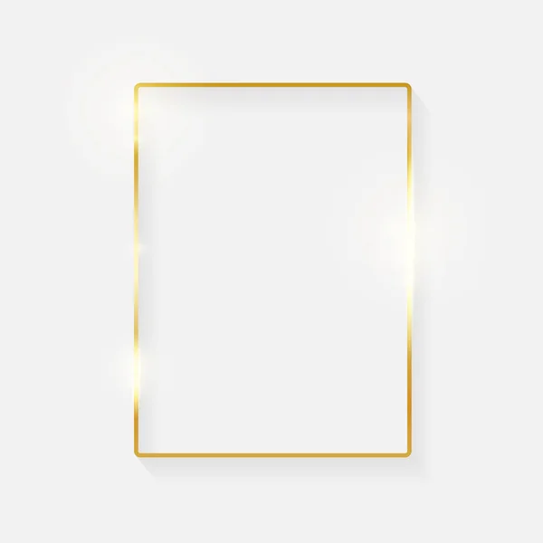 Marco Vintage Brillante Dorado Con Sombras Aisladas Sobre Fondo Blanco — Vector de stock