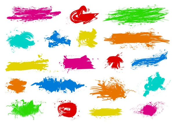 Beyaz arka plan üzerinde izole renkli mürekkep sıçrama lekeleri büyük kümesi. Sanat pack fırçalar. Vektör çizim
