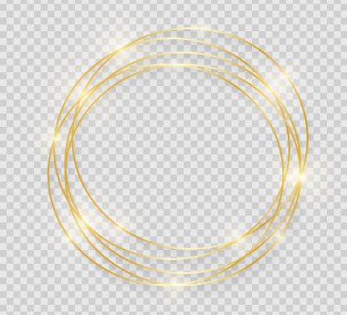Altın parlak parlayan vintage çerçeve şeffaf arka plan üzerinde izole gölgeler. Dekoratif altın lüks çizgi kenarlık davet, kartı, satış, fotoğraf vb için. Vektör çizim