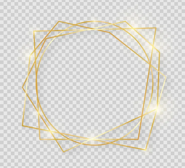 Marco Vintage Brillante Dorado Con Sombras Aisladas Sobre Fondo Transparente — Vector de stock