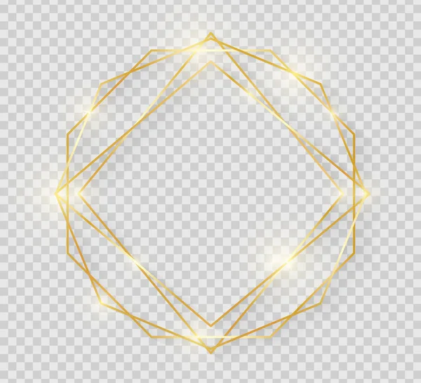 Marco Vintage Brillante Dorado Con Sombras Aisladas Sobre Fondo Transparente — Vector de stock