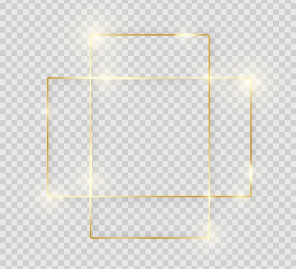 Marco Vintage Brillante Dorado Con Sombras Aisladas Sobre Fondo Transparente — Vector de stock