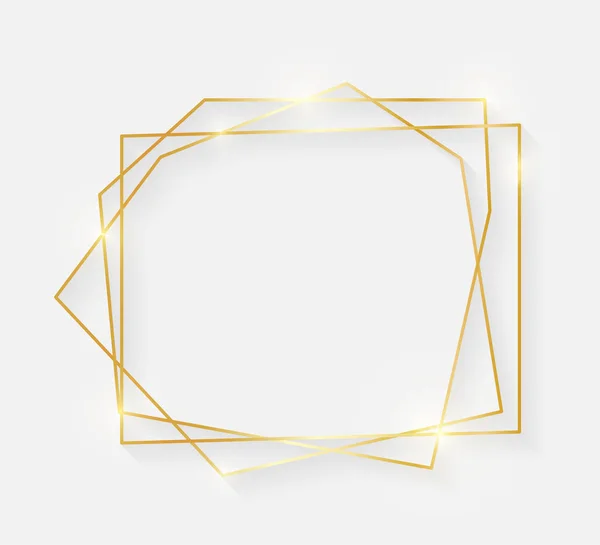 Gold Shiny Glowing Vintage Frame Shadows Isolated White Background Decorative — Stock Vector