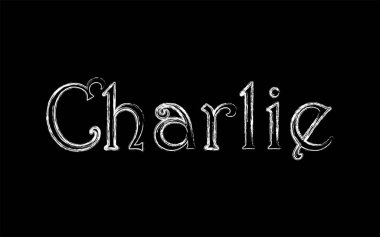 Charlie erkek adı. Grunge tarzı. Vintage hystorical yazı sanat tasarım. Lineage kavramı. Eski stil işareti. Vektör çizim