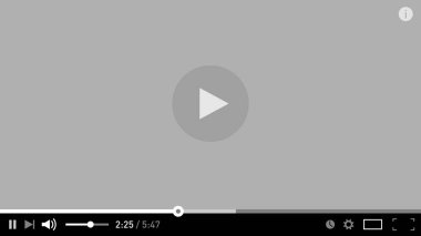 Gri basit modern video oynatıcı web ve mobil uygulamaları düz stil tasarım şablonu. Vektör çizim