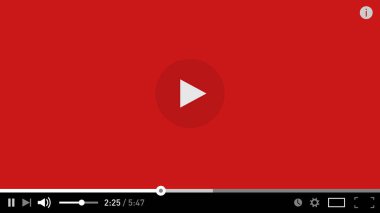 Kırmızı basit modern video oynatıcı web ve mobil uygulamaları düz stil tasarım şablonu. Vektör çizim