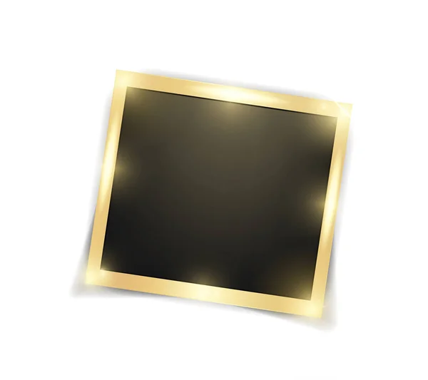 Szögletes Reális Arany Csillogó Keret Sablon Árnyékok Elszigetelt Fehér Background — Stock Vector