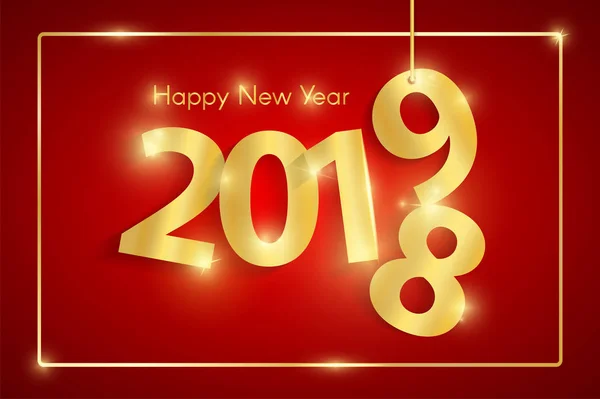 Concepto Rojo Feliz Año Nuevo 2019 Con Números Cortados Papel — Vector de stock