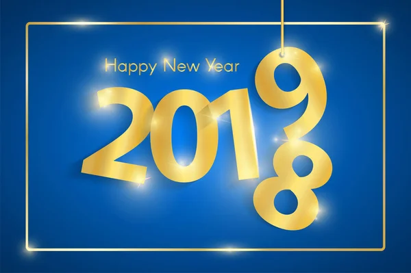 Concepto Blue Happy New Year 2019 Con Números Cortados Papel — Vector de stock