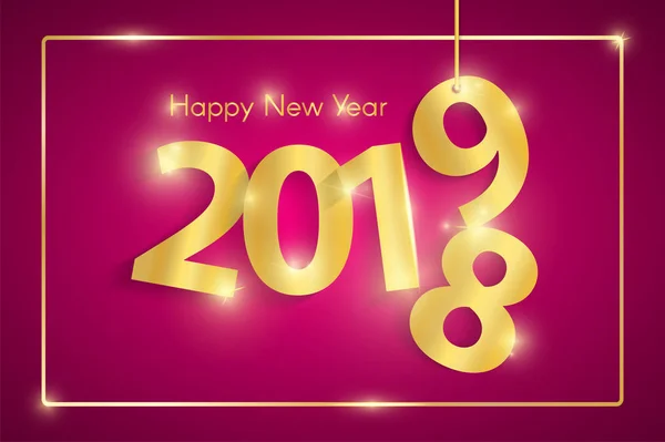Concepto Rosa Feliz Año Nuevo 2019 Con Números Cortados Papel — Vector de stock