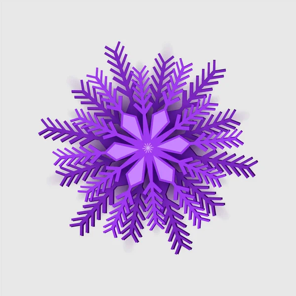 Diseño Copo Nieve Origami Navideño Violeta Copo Nieve Cortado Papel — Vector de stock