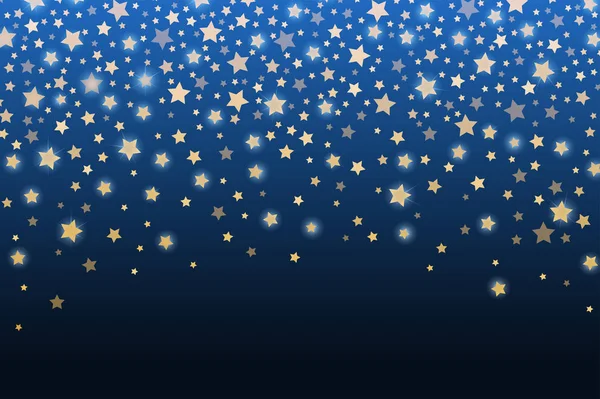 Feiern Goldene Sterne Konfetti Abstrakt Festlich Funkelnden Girlande Glänzenden Magischen — Stockvektor