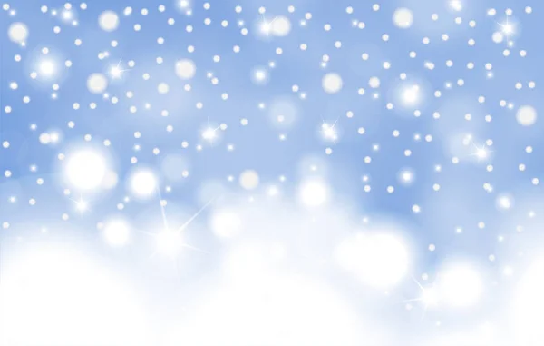 Invierno Azul Brillante Fondo Nieve Cayendo Con Nubes Diseño Tarjetas — Vector de stock