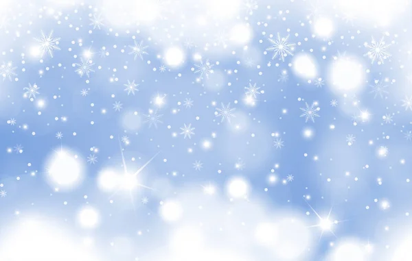 Invierno Azul Brillante Fondo Nieve Que Cae Con Nubes Copos — Vector de stock