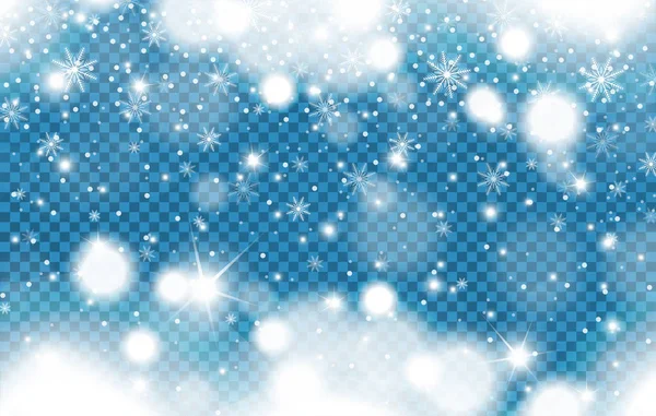 Invierno Brillante Fondo Nieve Que Cae Con Nubes Copos Nieve — Vector de stock