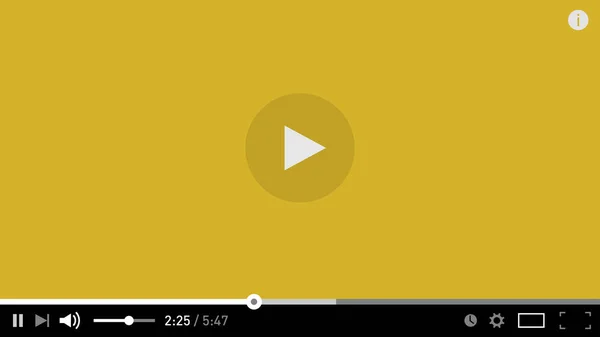 Plantilla Diseño Reproductor Vídeo Moderno Simple Amarillo Para Aplicaciones Web — Vector de stock