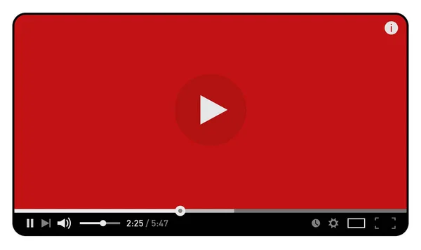 Red Simple Plantilla Diseño Reproductor Vídeo Moderno Para Aplicaciones Web — Archivo Imágenes Vectoriales