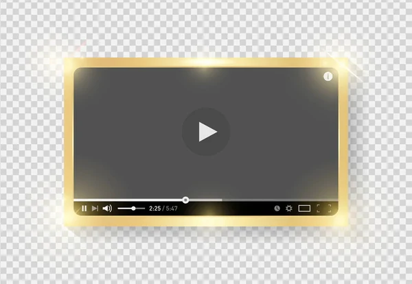 Golden Shining Modern Grey Video Player Design Template Web Mobile — Stock Vector