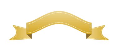 İşlemeli altın şerit üzerinde beyaz izole. Kullanılabilir afiş, ödül, satış, simge, logo, etiket vb için. Vektör çizim