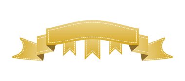 İşlemeli altın şerit üzerinde beyaz izole. Kullanılabilir afiş, ödül, satış, simge, logo, etiket vb için. Vektör çizim