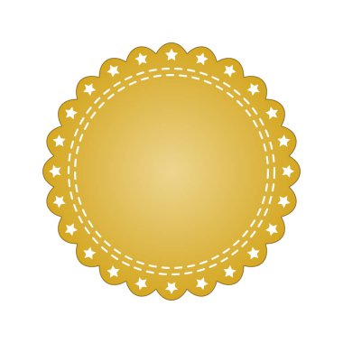 Beyaz izole altın yuvarlak şerit pul işlemeli. Kullanılabilir afiş, ödül, satış, simge, logo, etiket vb için. Vektör çizim