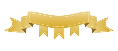 İşlemeli altın şerit üzerinde beyaz izole. Kullanılabilir afiş, ödül, satış, simge, logo, etiket vb için. Vektör çizim