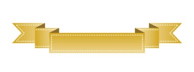 İşlemeli altın şerit üzerinde beyaz izole. Kullanılabilir afiş, ödül, satış, simge, logo, etiket vb için. Vektör çizim