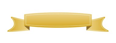İşlemeli altın şerit üzerinde beyaz izole. Kullanılabilir afiş, ödül, satış, simge, logo, etiket vb için. Vektör çizim