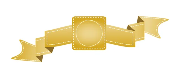 Gouden Lint Geïsoleerd Wit Geborduurd Kan Worden Gebruikt Voor Banner — Stockvector