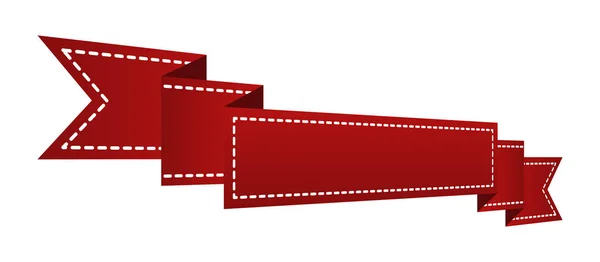 Вышитая Красная Лента Изолированная Белом Использоваться Баннера Награды Продажи Значка — стоковый вектор
