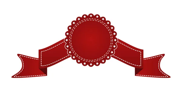 Fita Vermelha Bordada Isolada Branco Pode Ser Usado Para Banner —  Vetores de Stock