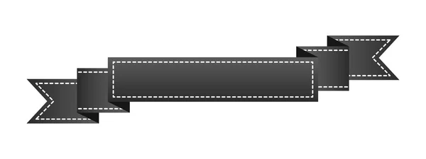 Вышитая Черная Лента Изолированная Белом Использоваться Баннера Награды Продажи Значка — стоковый вектор