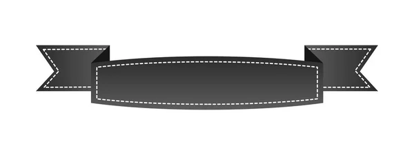 Вышитая Черная Лента Изолированная Белом Использоваться Баннера Награды Продажи Значка — стоковый вектор