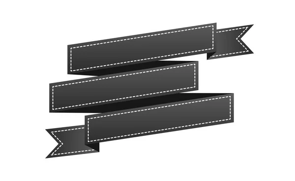 绣花的黑色丝带在白色查出 可用于横幅 标签等 向量例证 — 图库矢量图片