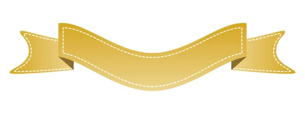 Gouden Lint Geïsoleerd Wit Geborduurd Kan Worden Gebruikt Voor Banner — Stockvector