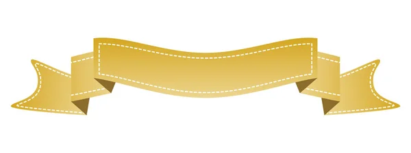 Embroidered Gold Ribbon Isolated White Can Used Banner Award Sale — Stock Vector