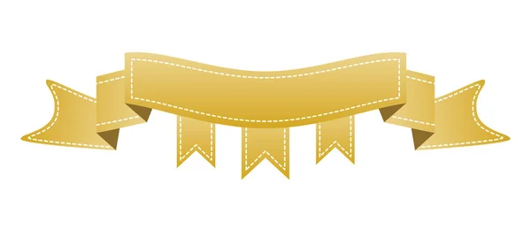 Вишита Золота Стрічка Ізольована Білому Може Використовуватися Банерів Нагород Продажу — стоковий вектор