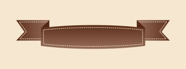 İşlemeli düz stil kahverengi şerit üzerinde Fildişi arka plan izole. Kahverengi kumaş vintage teyp. Afiş, ödül, Satılık, simge, logo, etiket, poster vb. için şablon. Vektör çizim