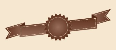 İşlemeli düz stil kahverengi şerit üzerinde Fildişi arka plan izole. Kahverengi kumaş vintage teyp. Afiş, ödül, Satılık, simge, logo, etiket, poster vb. için şablon. Vektör çizim