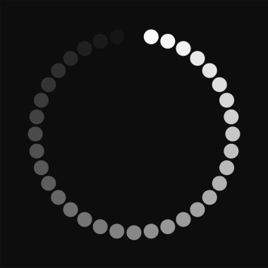 Siyah arka plan üzerine izole yuvarlak download işareti. Yük simgesi. Veri yükleme bar. Hisse senedi vektör çizim