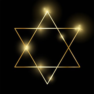 Altın parlak parlayan vintage yıldız çerçeve siyah arka plan üzerine izole gölgeler. Altın lüks gerçekçi sınır. Düğün, anneler ya da Sevgililer günü kavramı. Noel ve yeni yıl soyut. Vektör