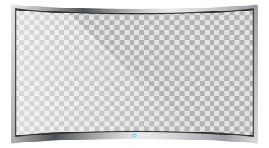 Gerçekçi modern eğri 4k Tv izlemek izole üzerinde beyaz arka plan. Boş şeffaf ekran şablon mockup. Pc ekranda boş kopya alanı. Vektör çizim