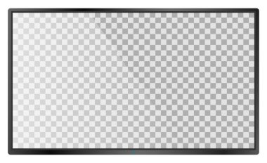 Gerçekçi modern düz 4k Tv izlemek izole üzerinde beyaz arka plan. Boş şeffaf ekran şablon mockup. Pc ekranda boş kopya alanı. Vektör çizim