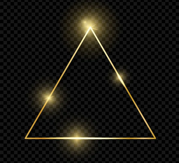 Marco Triangular Vintage Brillante Dorado Con Sombras Aisladas Sobre Fondo — Vector de stock