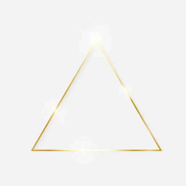Золотой Блестящий Сверкающий Винтажный Треугольный Кадр Тенями Выделенными Белом Фоне — стоковый вектор