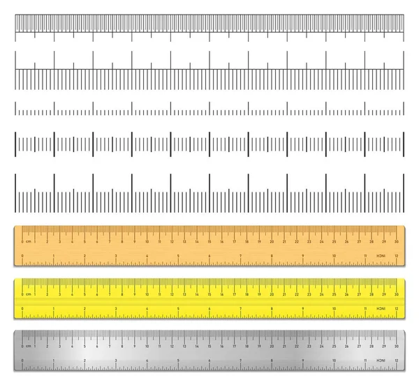 Realistisches Maßband Und Maßstab Isoliert Auf Weißem Hintergrund Doppelseitige Maße — Stockvektor